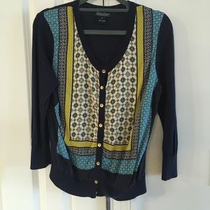 Lucky Brand Dark Blue And Green Top Women’s Medium